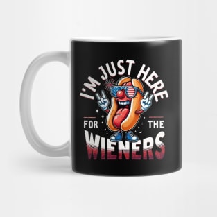 I'm Just Here For The Wieners 4th of July Patriotic Hot Dog Mug